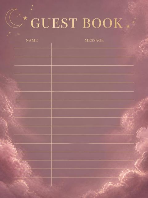 Guest sign-in sheet in the Dusty Rose Gold Moon 30th Birthday design