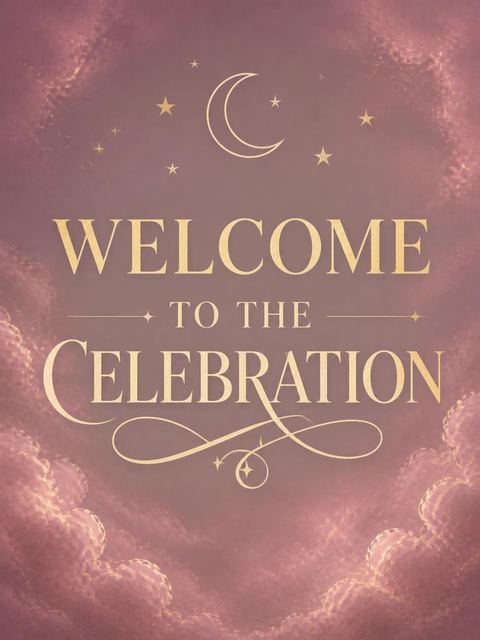 Welcome sign in the Dusty Rose Gold Moon 30th Birthday design