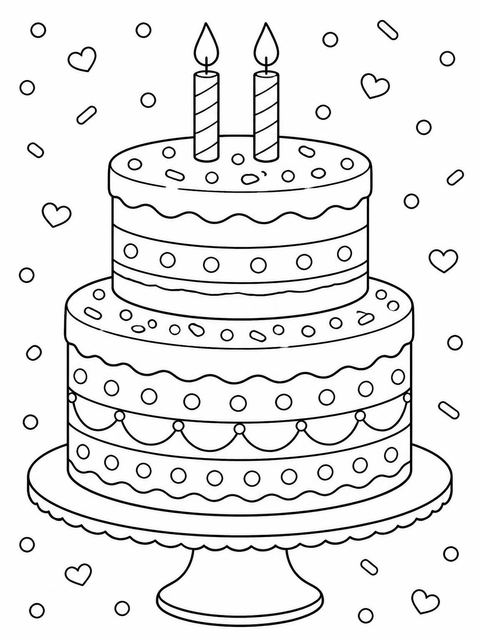Coloring sheet in the Watercolor Naked Cake 2nd Birthday Invitation design