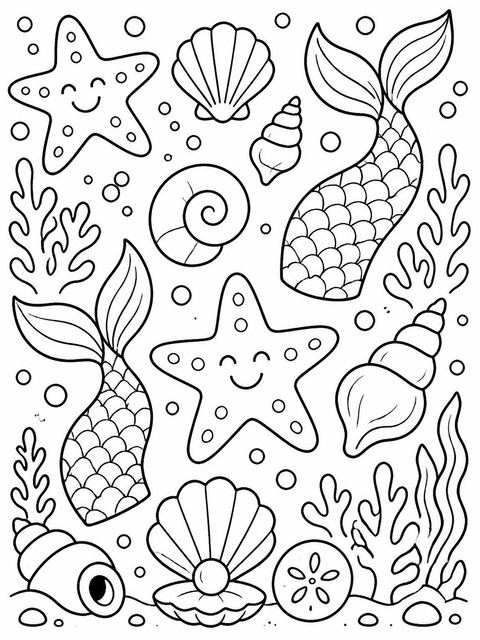 Coloring sheet in the Crayon Mermaid Sea Creature 5th Birthday design