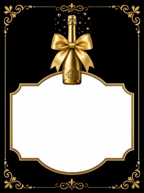 Place card in the Gold Champagne Bottle Bridal Shower design