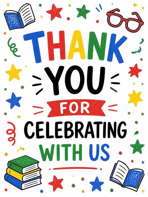 Thank-you flat in the Crayon Library Star 9th Birthday design