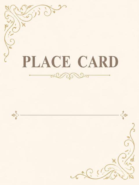 Place card in the Cream and Gold Filigree Bridal Shower design