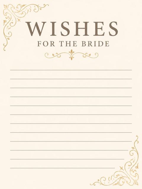 Wishes page in the Cream and Gold Filigree Bridal Shower design