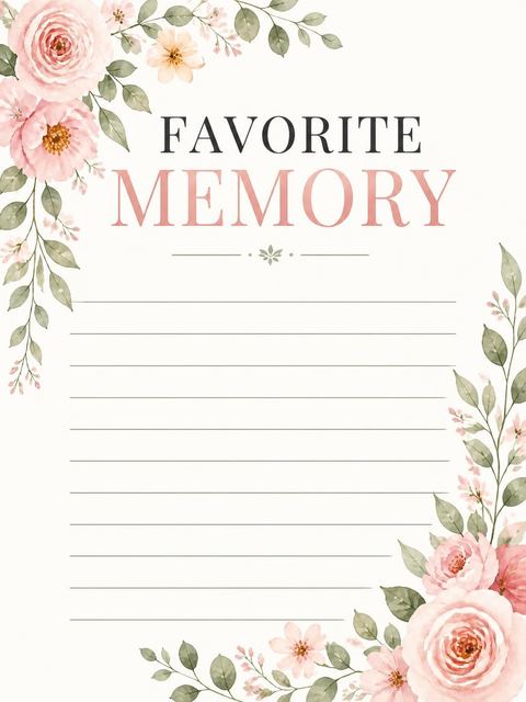 Memory card in the Blush Watercolor Floral 40th Birthday design
