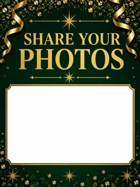 Hashtag card in the Emerald Gold Confetti 50th Birthday design
