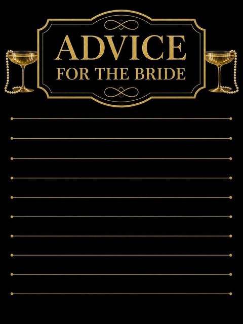 Advice card in the Gold Calligraphy Coupe Bridal Shower design