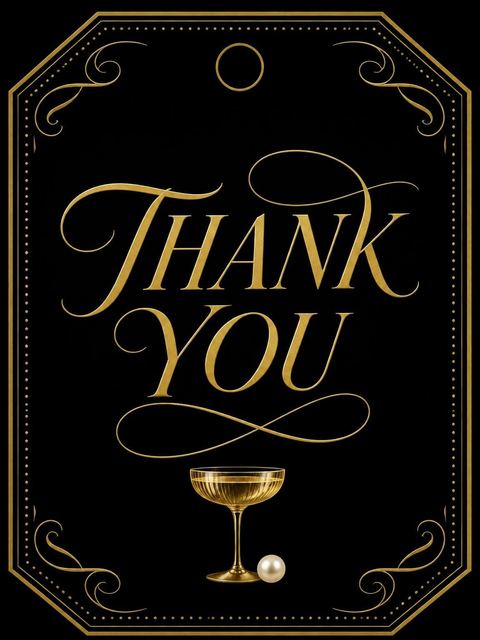 Thank-you flat in the Gold Calligraphy Coupe Bridal Shower design