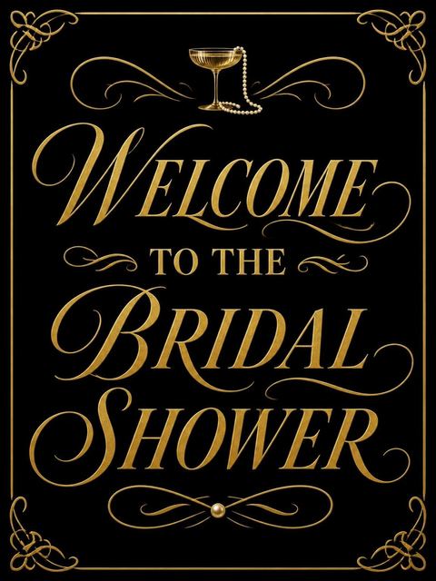 Welcome sign in the Gold Calligraphy Coupe Bridal Shower design