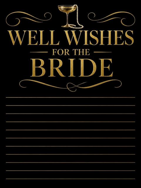 Wishes page in the Gold Calligraphy Coupe Bridal Shower design