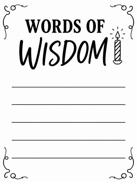 Advice card in the Black and White Candle 50th Birthday design