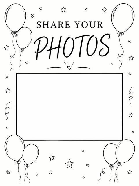 Hashtag card in the Minimalist Hand-Drawn Balloon 13th Birthday Invitation design