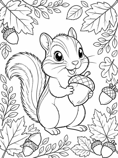 Coloring sheet in the Watercolor Chipmunk Autumn 2nd Birthday design