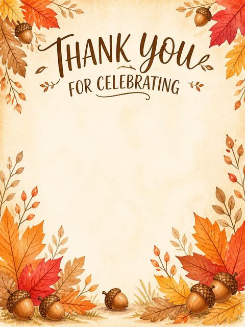 Thank-you flat in the Watercolor Chipmunk Autumn 2nd Birthday design