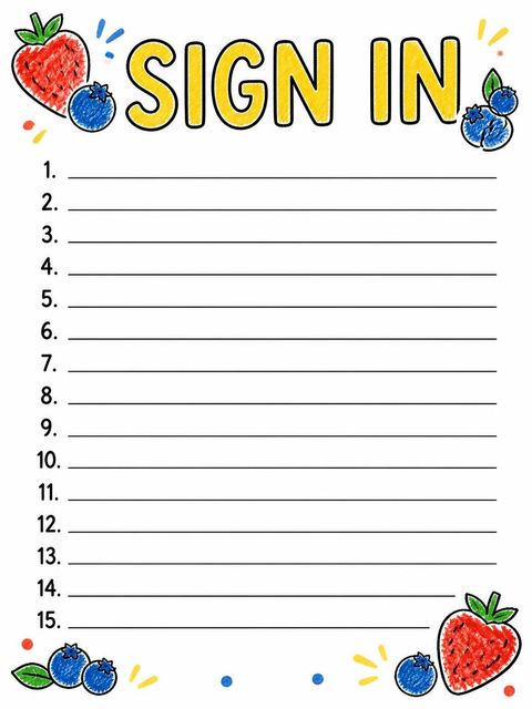 Guest sign-in sheet in the Crayon Pancake 10th Birthday Invitation design