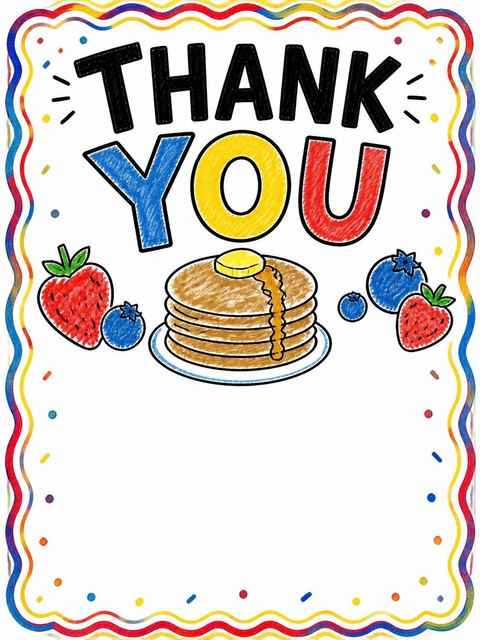 Thank-you flat in the Crayon Pancake 10th Birthday Invitation design