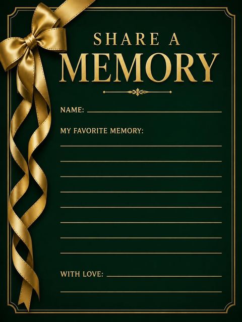 Memory card in the Emerald and Gold Ribbon 55th Birthday Invitation design