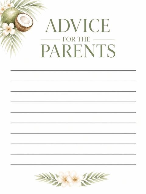 Advice card in the Watercolor Palm Tropical Baby Shower design