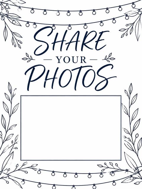 Hashtag card in the Navy Line Art String Light 25th Birthday design