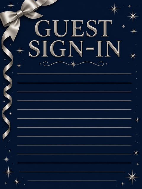 Guest sign-in sheet in the Elegant Navy 85th Birthday Invitation design