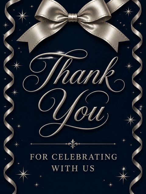 Thank-you flat in the Elegant Navy 85th Birthday Invitation design