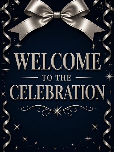 Welcome sign in the Elegant Navy 85th Birthday Invitation design