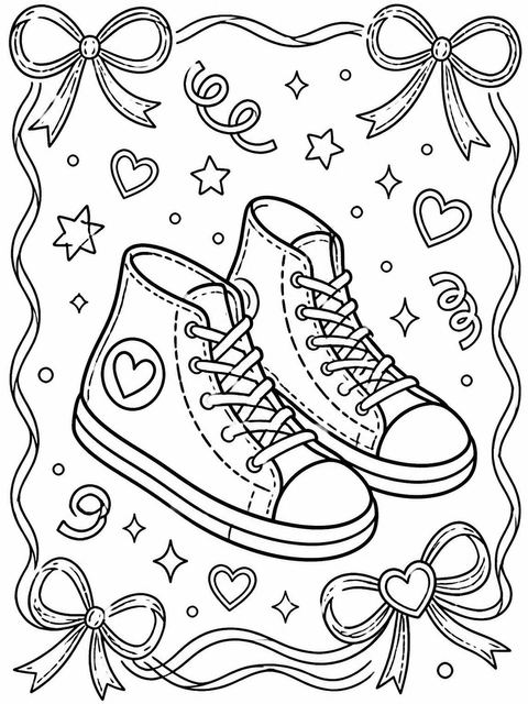 Coloring sheet in the Pink Crayon Sneaker 7th Birthday Invitation design