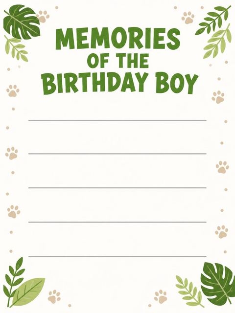 Memory card in the Wild Safari Adventure 4th Birthday Invitation design