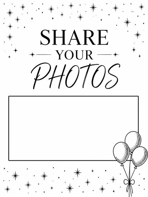 Hashtag card in the Black and White Stars 21st Birthday design