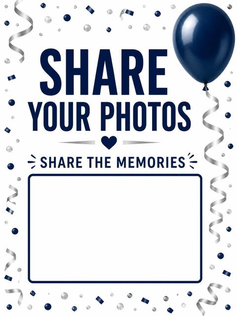 Hashtag card in the Navy Balloon Silver Ribbon 30th Birthday design