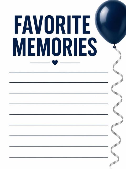 Memory card in the Navy Balloon Silver Ribbon 30th Birthday design