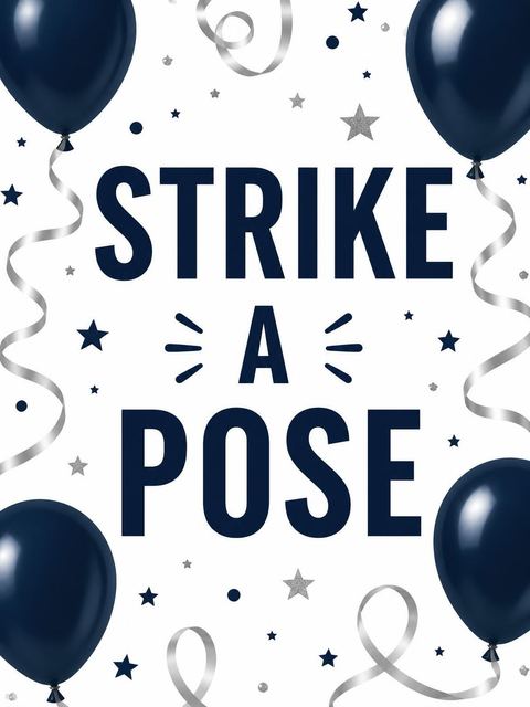 Photo-booth sign in the Navy Balloon Silver Ribbon 30th Birthday design