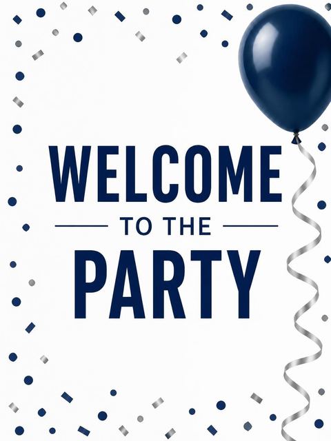 Welcome sign in the Navy Balloon Silver Ribbon 30th Birthday design