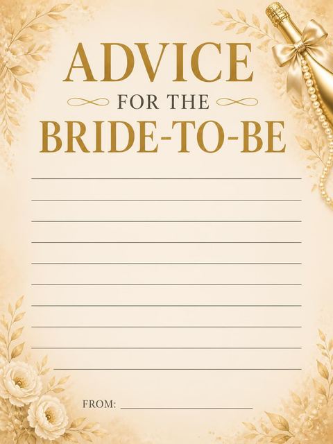 Advice card in the Gold Foil Champagne Bridal Brunch design