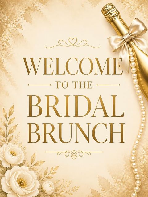 Welcome sign in the Gold Foil Champagne Bridal Brunch design