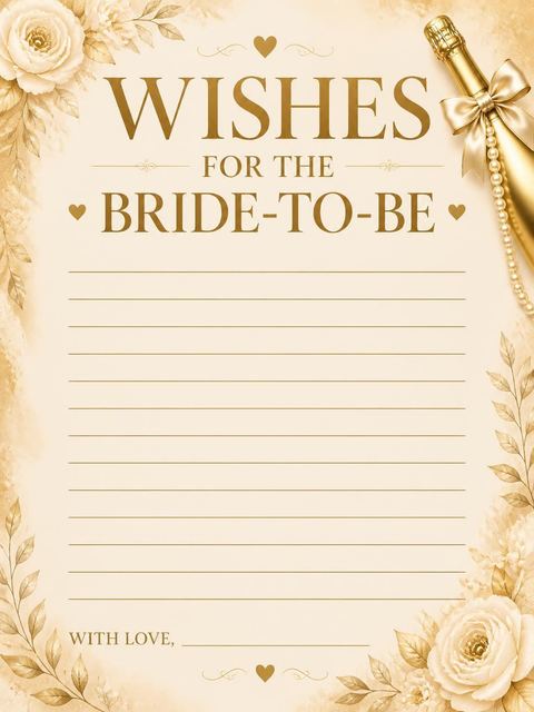 Wishes page in the Gold Foil Champagne Bridal Brunch design