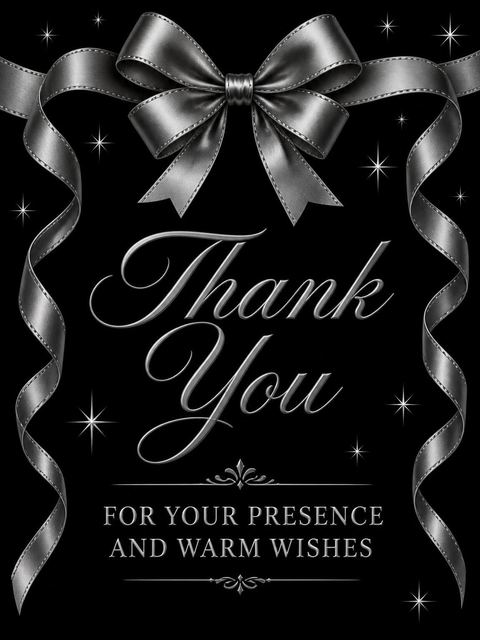 Thank-you flat in the Silver Ribbon 80th Birthday Invitation design