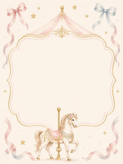 Place card in the Pastel Watercolor Carousel 1st Birthday design