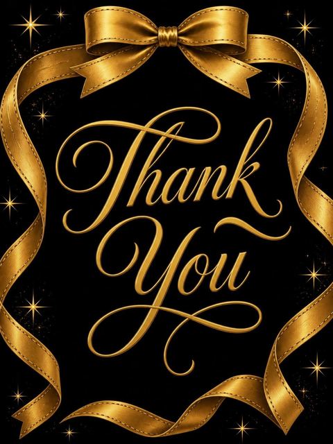 Thank-you flat in the Gold Satin Ribbon 25th Birthday design
