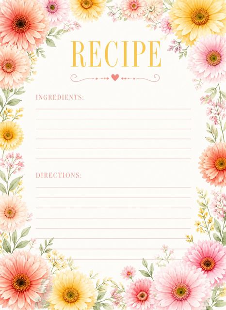 Recipe card in the Sunny Daisy Bridal Shower Invitation design