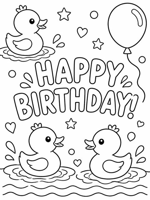 Coloring sheet in the Crayon Rubber Duck 3rd Birthday design
