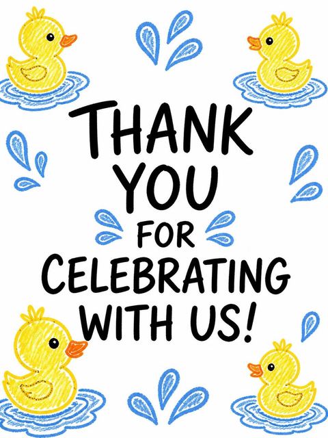 Thank-you flat in the Crayon Rubber Duck 3rd Birthday design