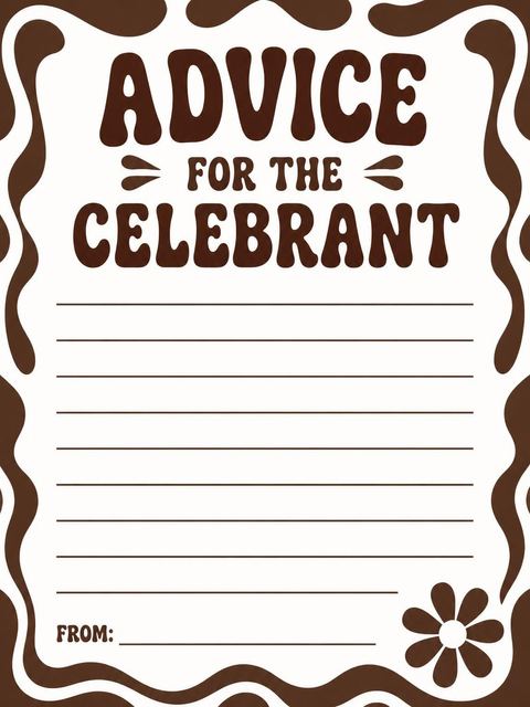 Advice card in the Brown Bubble Typography 70th Birthday design