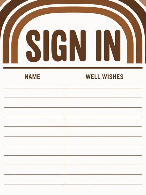 Guestbook signing card in the Brown Bubble Typography 70th Birthday design