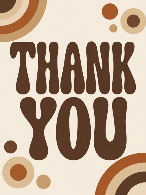 Thank-you flat in the Brown Bubble Typography 70th Birthday design