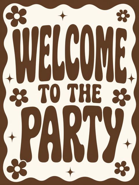 Welcome sign in the Brown Bubble Typography 70th Birthday design