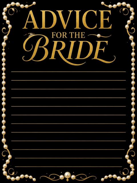 Advice card in the Gold Pearl Champagne Bridal Shower design