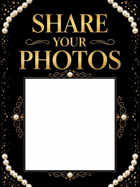 Hashtag card in the Gold Pearl Champagne Bridal Shower design
