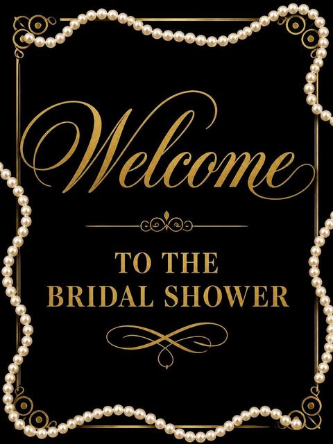 Welcome sign in the Gold Pearl Champagne Bridal Shower design