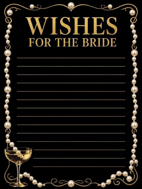 Wishes page in the Gold Pearl Champagne Bridal Shower design